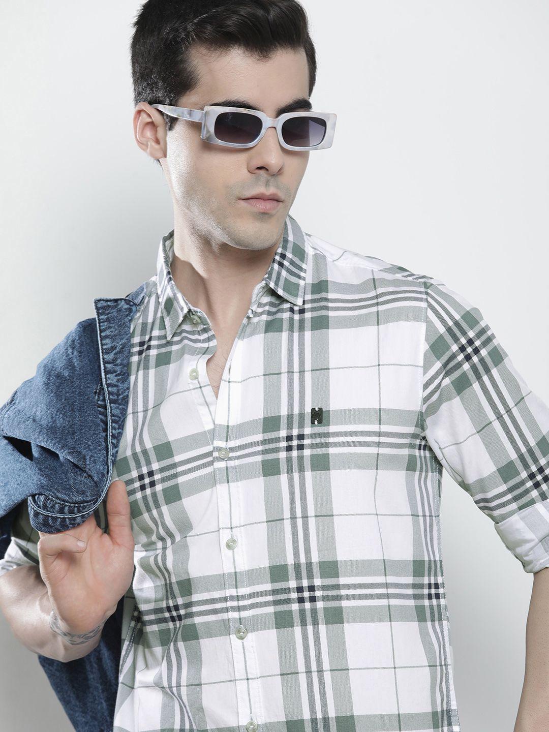the-indian-garage-co-men-white-checked-casual-shirt