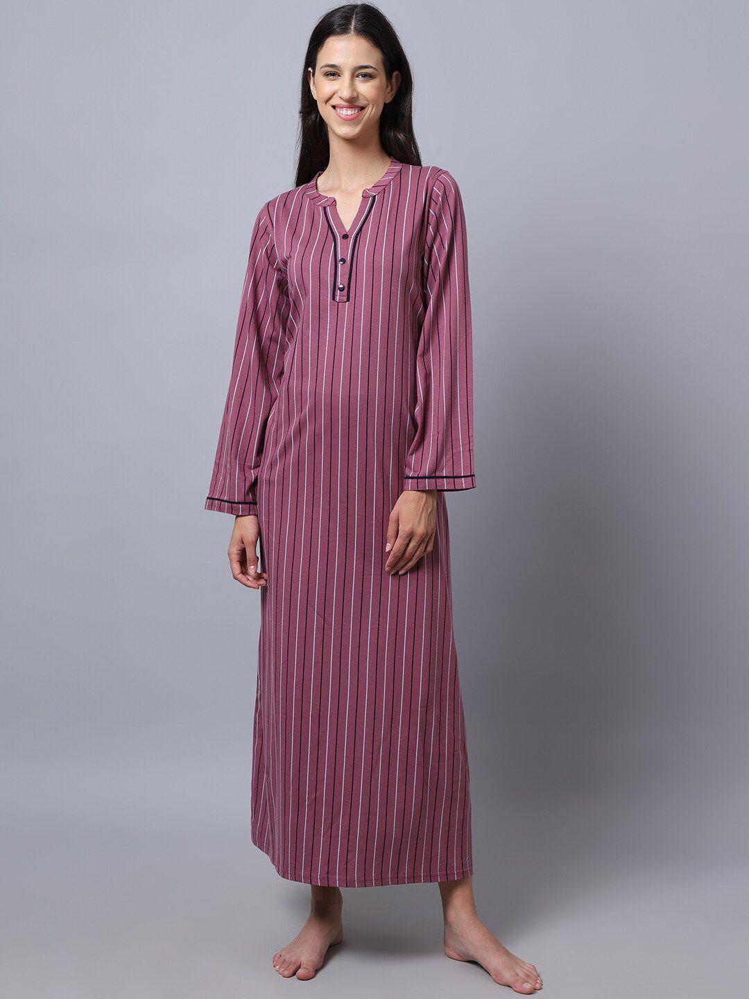 kanvin-women-lavender-striped-maxi-nightdress