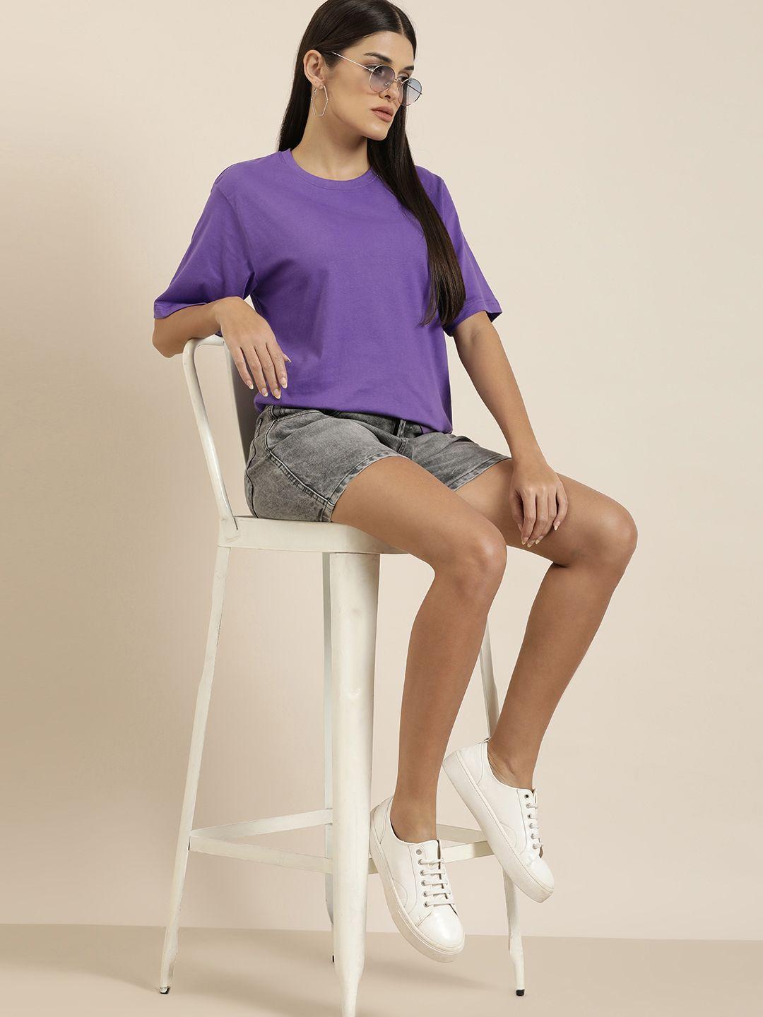 difference-of-opinion-women-purple-solid-pure-cotton-oversized-t-shirt