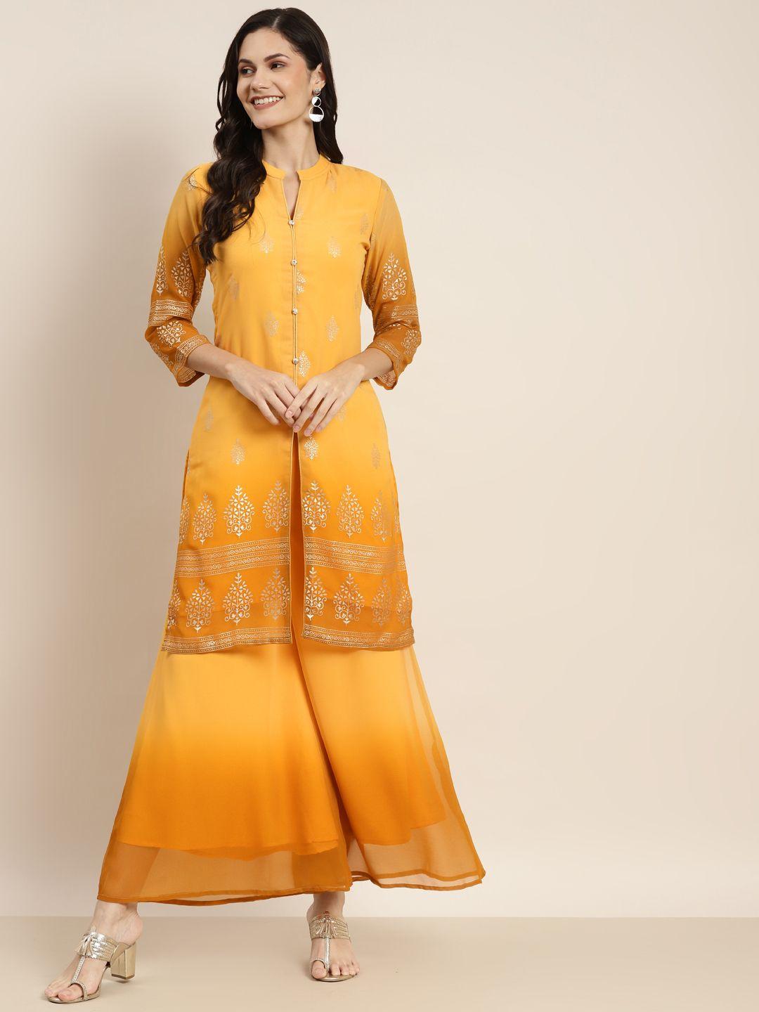 jompers-women-yellow-floral-printed-kurta-with-palazzos