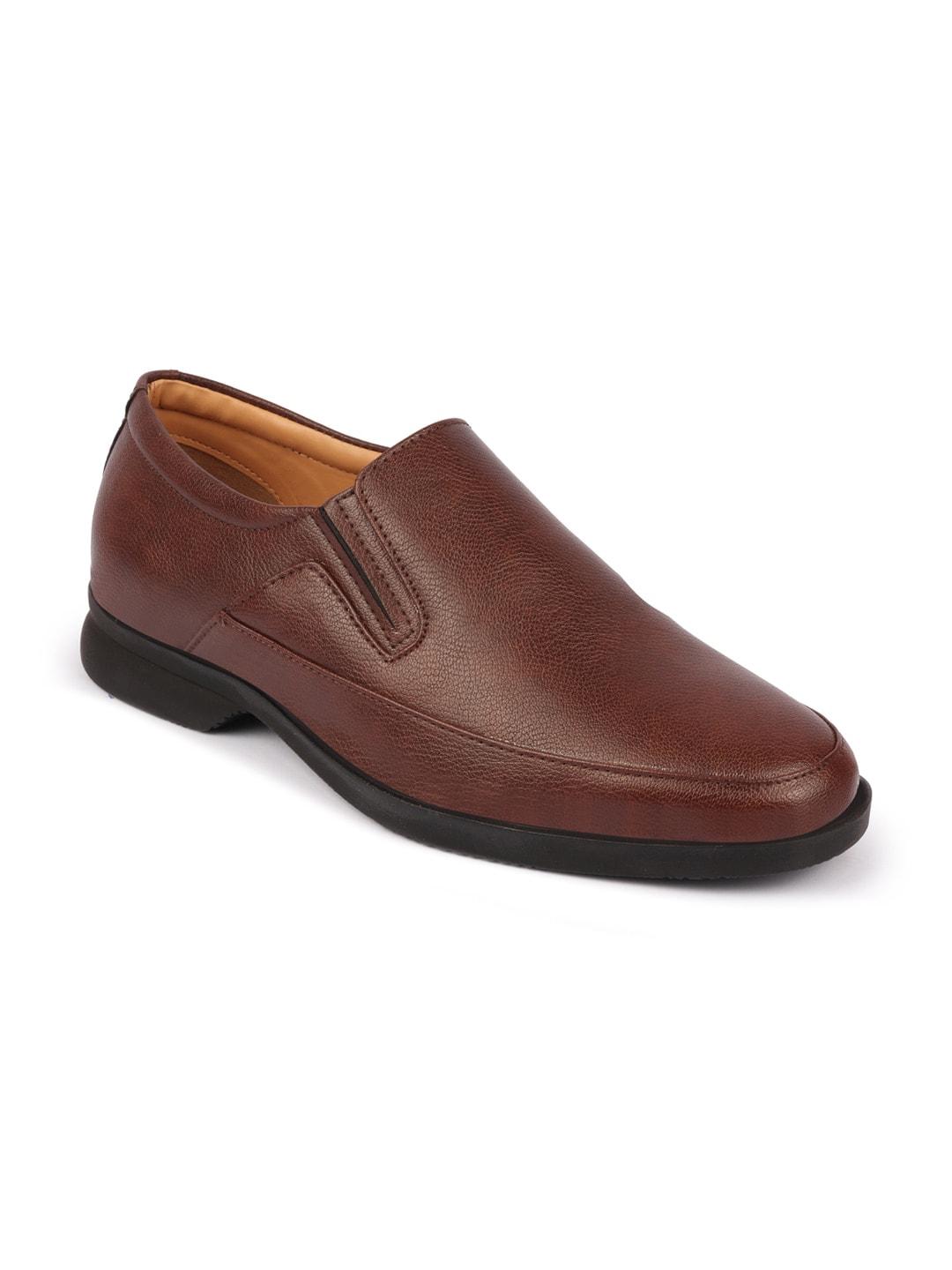 fausto-men-brown-textured-slip-on-formal-shoes
