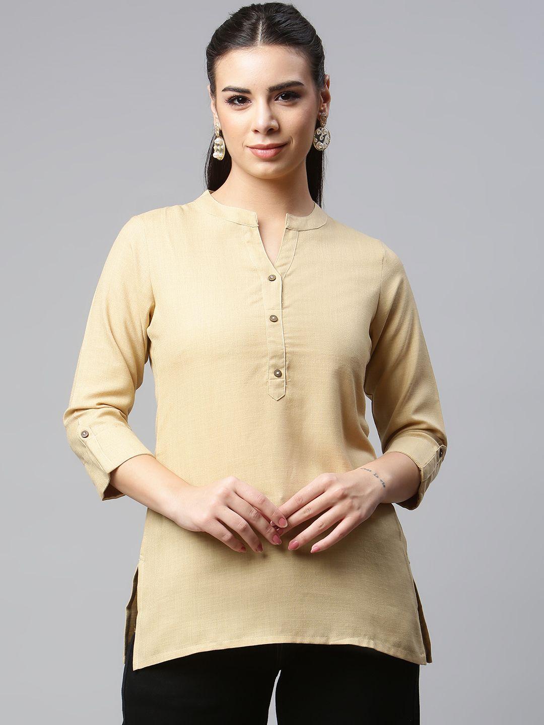 malhaar-beige-pure-cotton-kurti