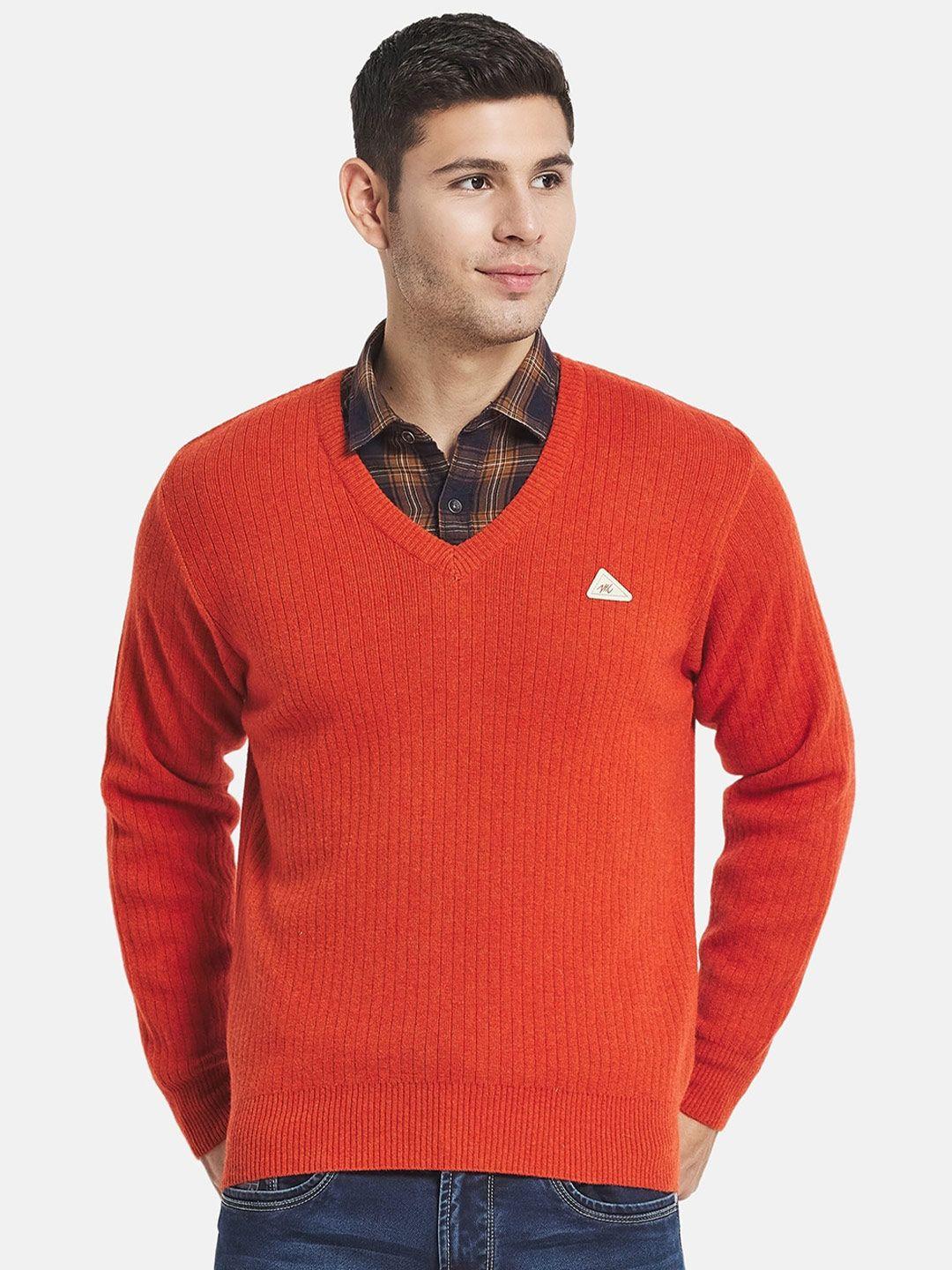 monte-carlo-men-red-solid-ribbed-v-neck-pullover