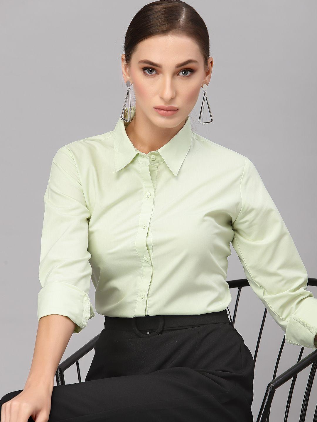 style-quotient-women-lime-green-solid-classic-formal-shirt