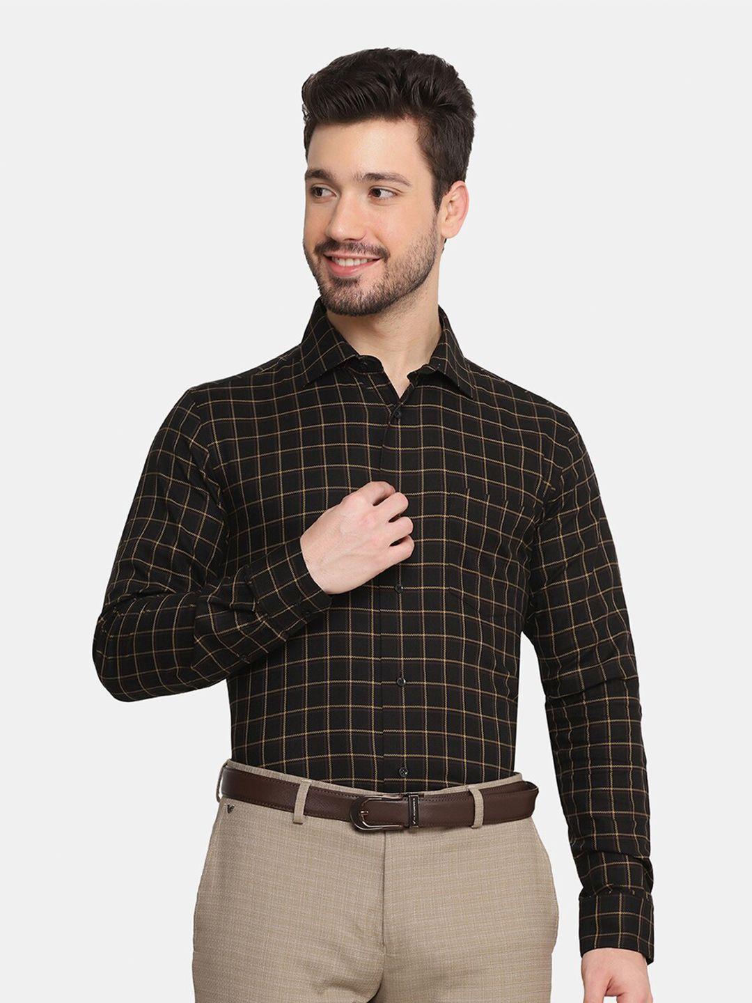 blackberrys-men-black-slim-fit-checked-pure-cotton-casual-shirt