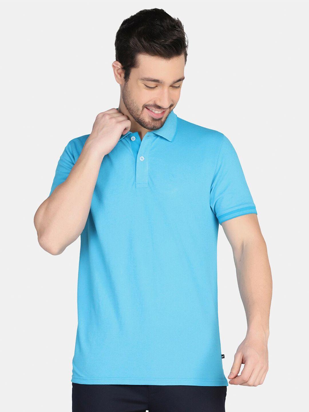 blackberrys-men-blue-polo-collar-slim-fit-cotton-t-shirt