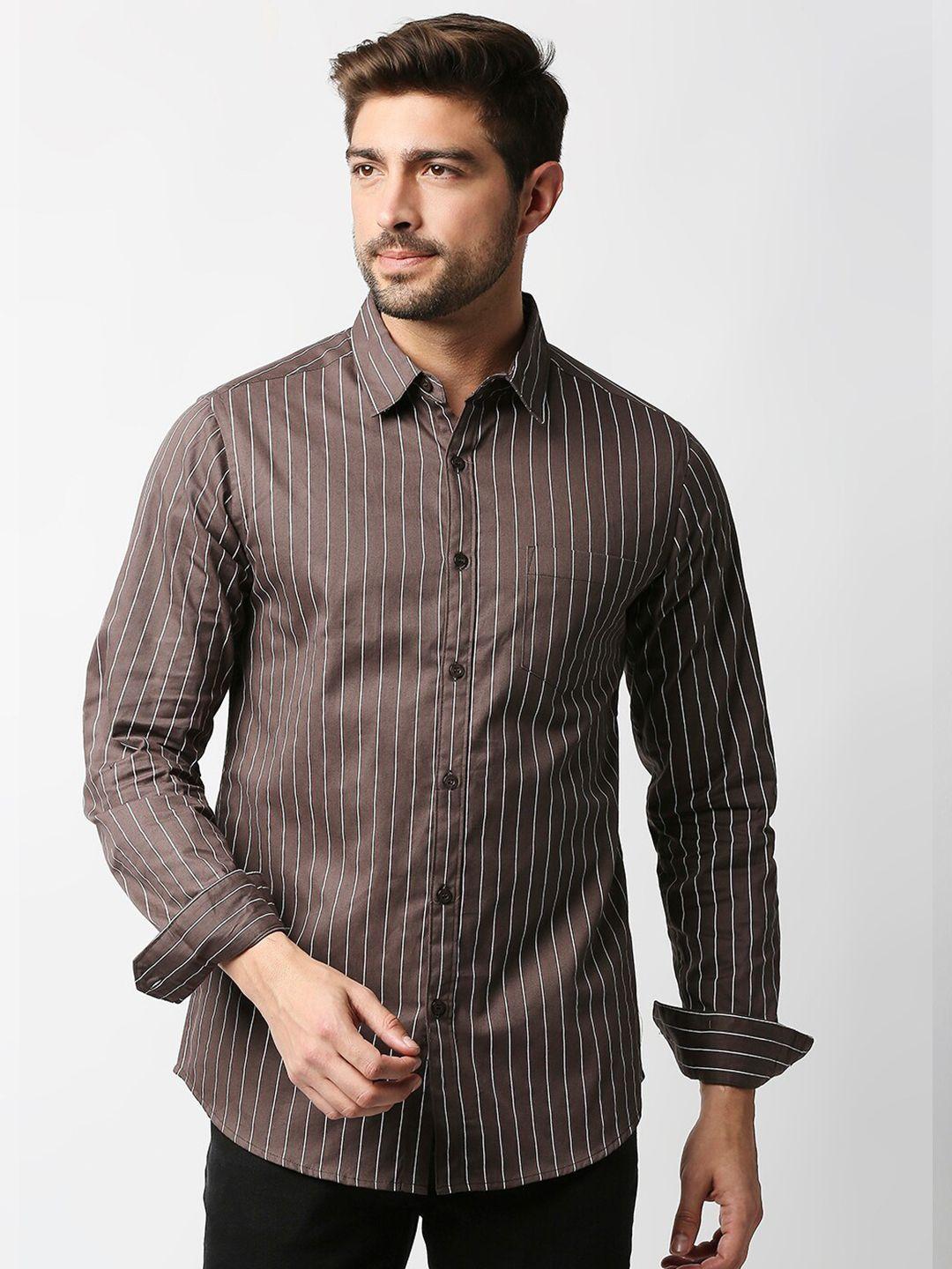 valen-club-men-coffee-brown-slim-fit-striped-casual-shirt