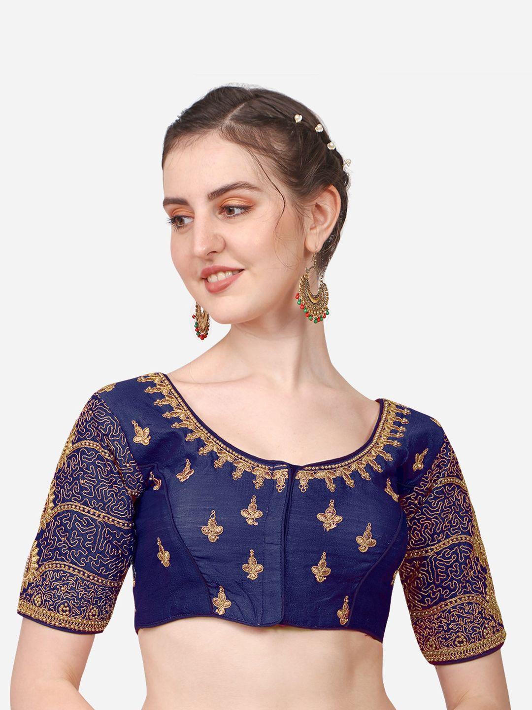 sumaira-tex-women-navy-blue-embroidered-&-khatli-work-readymade-saree-blouse