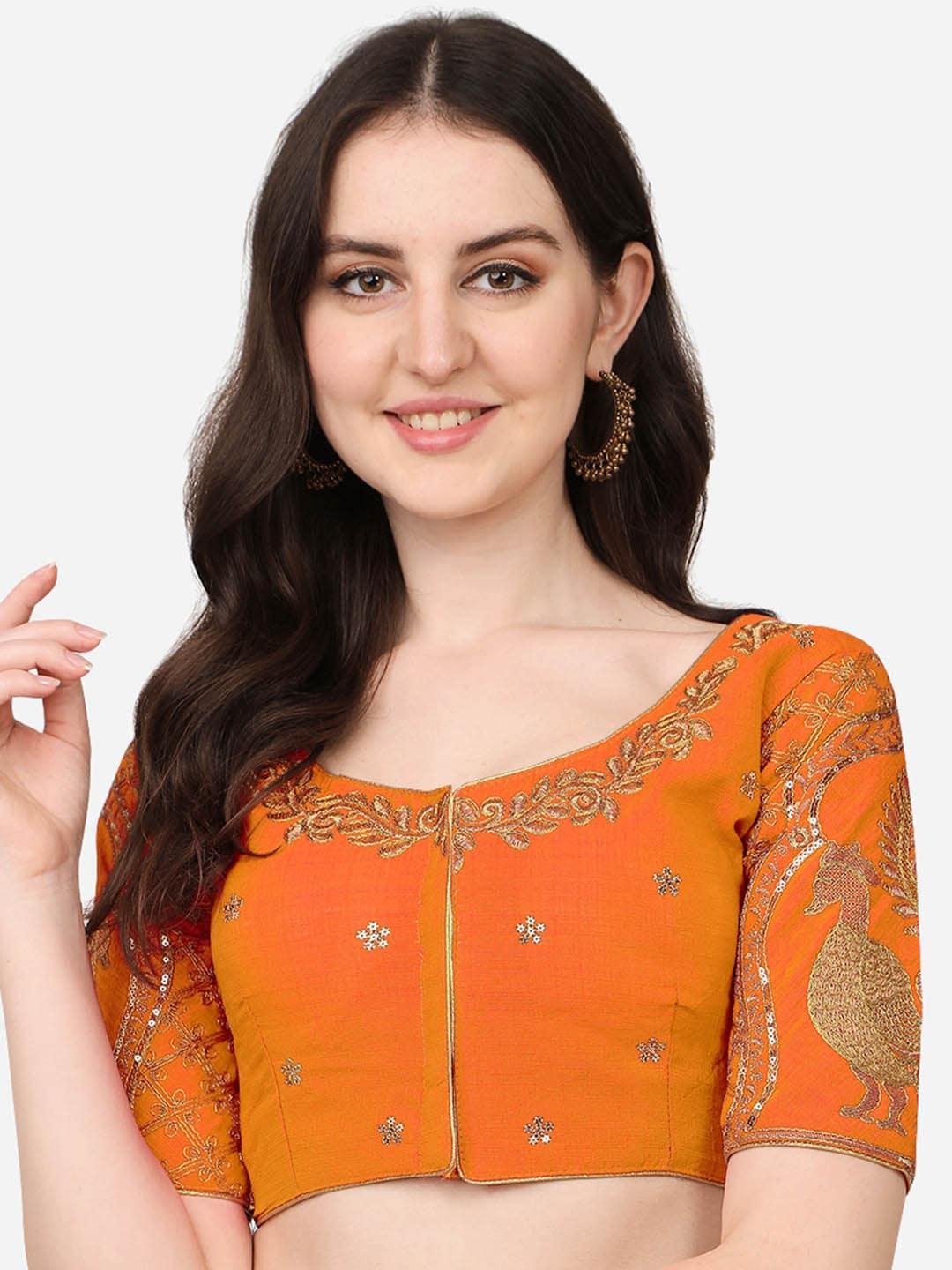 pujia-mills-orange-embroidered-readymade-saree-blouse