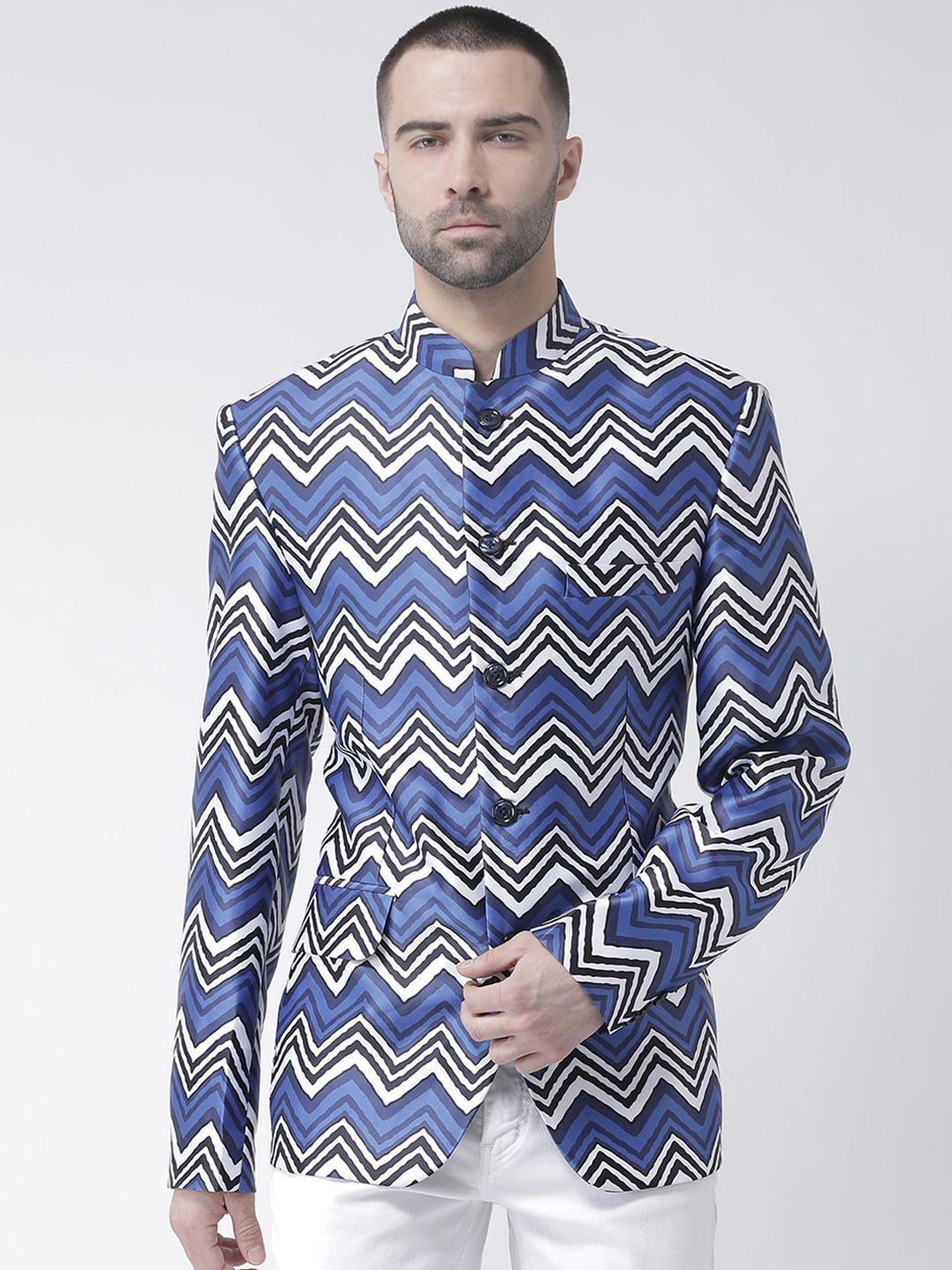 hangup-men-blue-printed-bandhgala-blazers