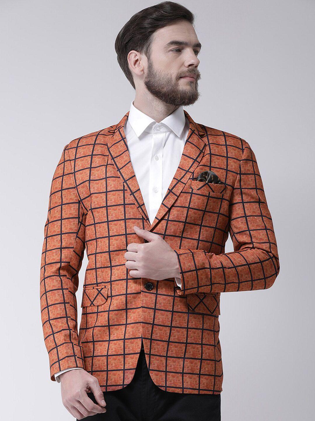 hangup-men-maroon-checked-formal-polyester-viscose-single-breasted-blazers