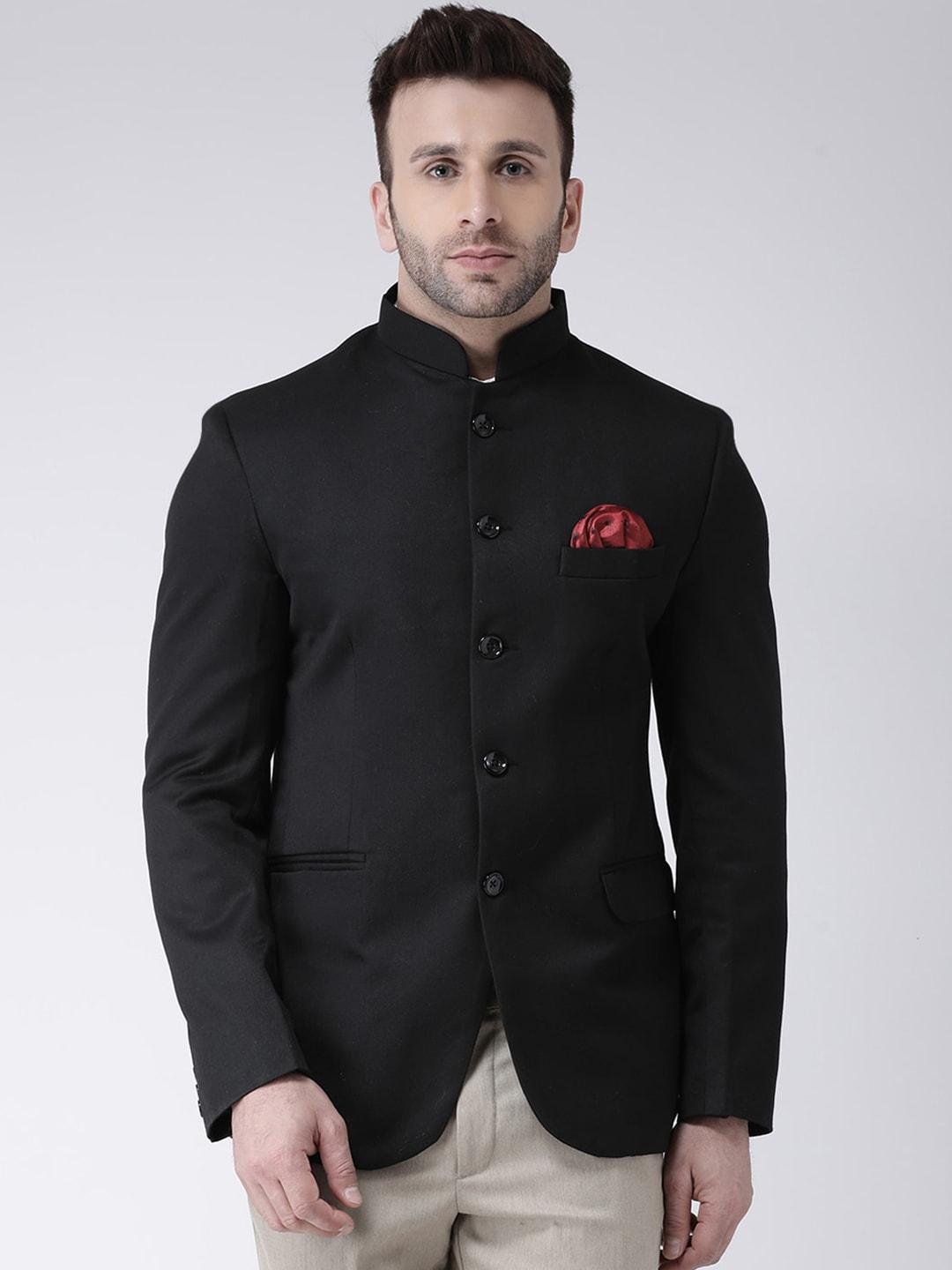 hangup-men-black-solid-formal-polyester-viscose-blend-bandhgala-blazer