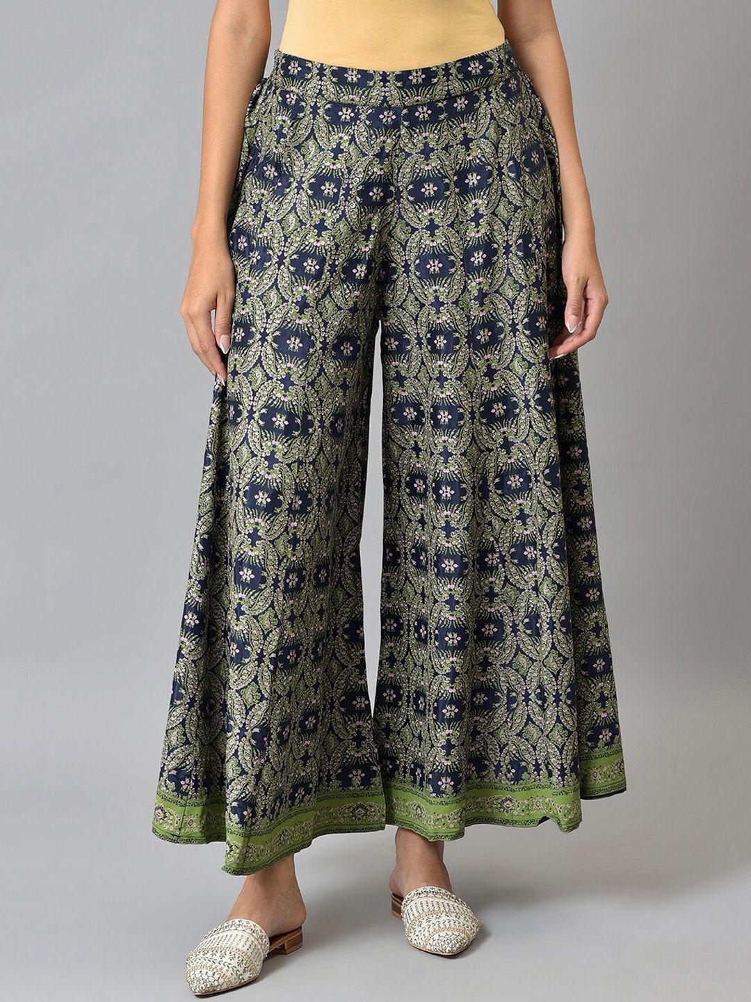 w-women-blue-printed-maxi-skirts