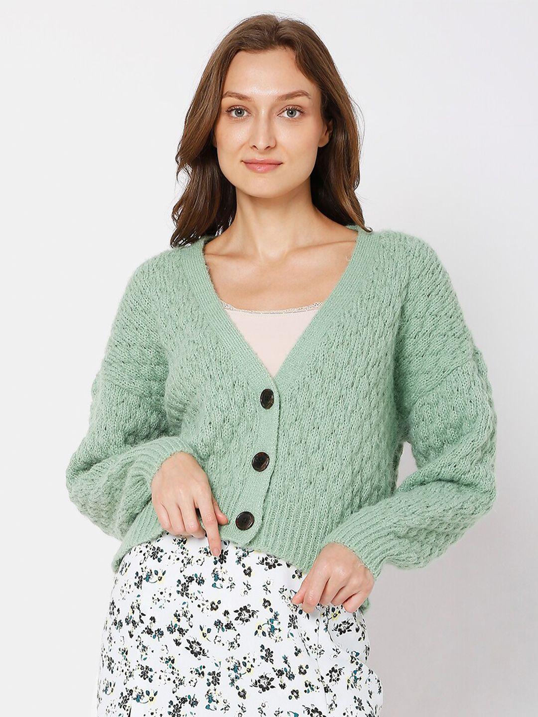 vero-moda-women-green-cable-knit-crop-cardigan