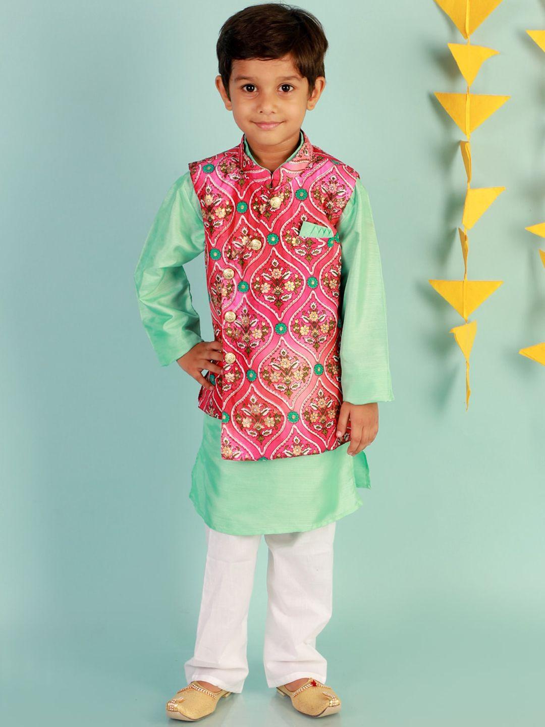 kid1-boys-pink-floral-printed-kurta-with-pyjamas