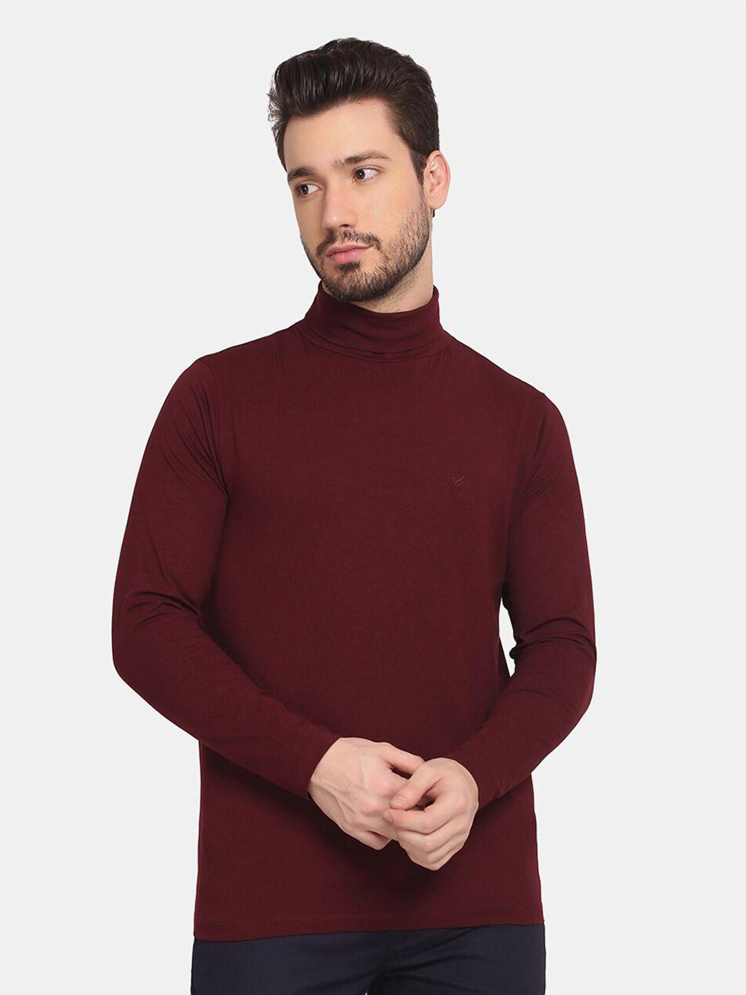 blackberrys-men-maroon-high-neck-slim-fit-t-shirt