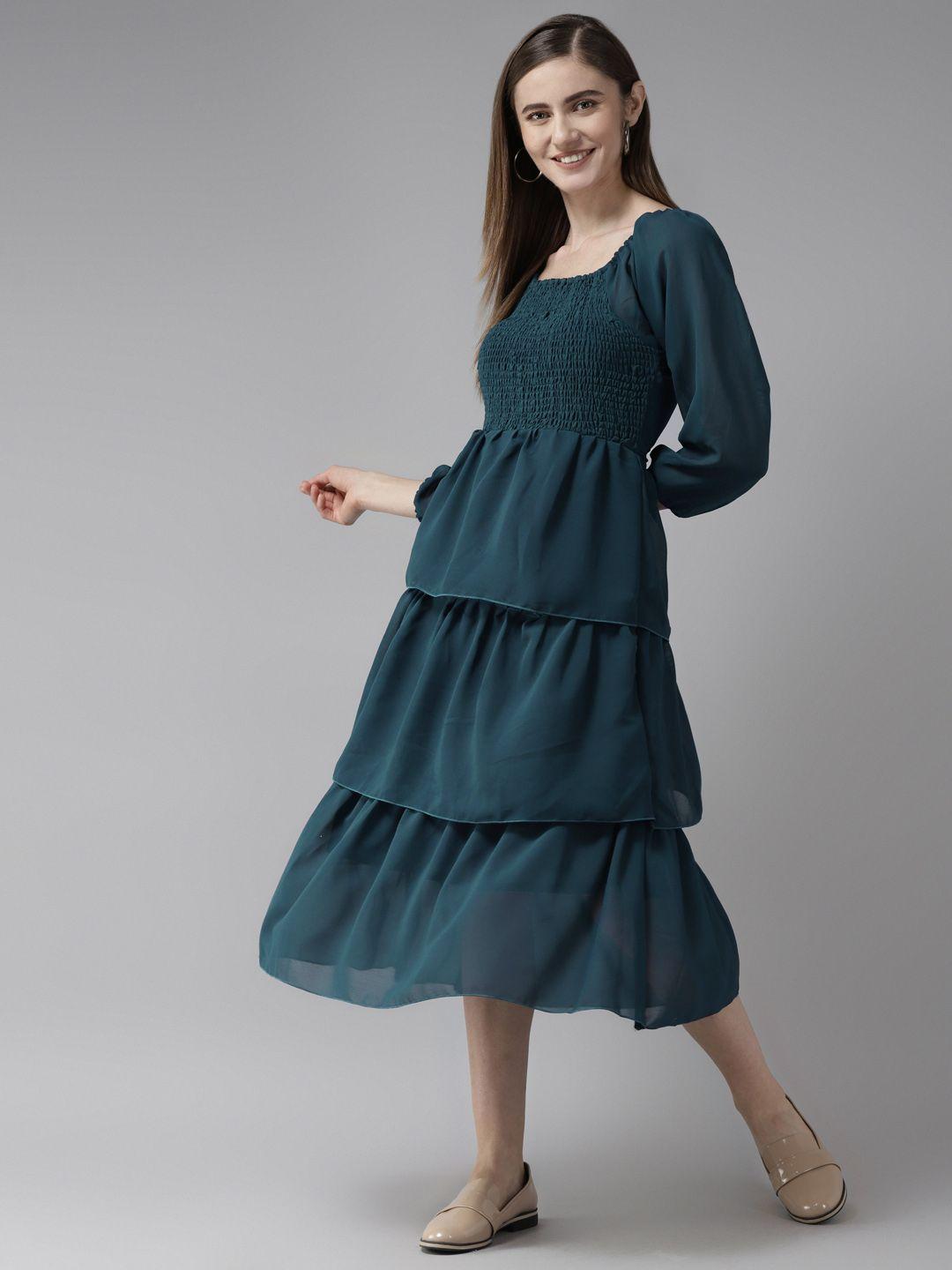 aarika-teal-green-solid-layered-georgette-a-line-midi-dress