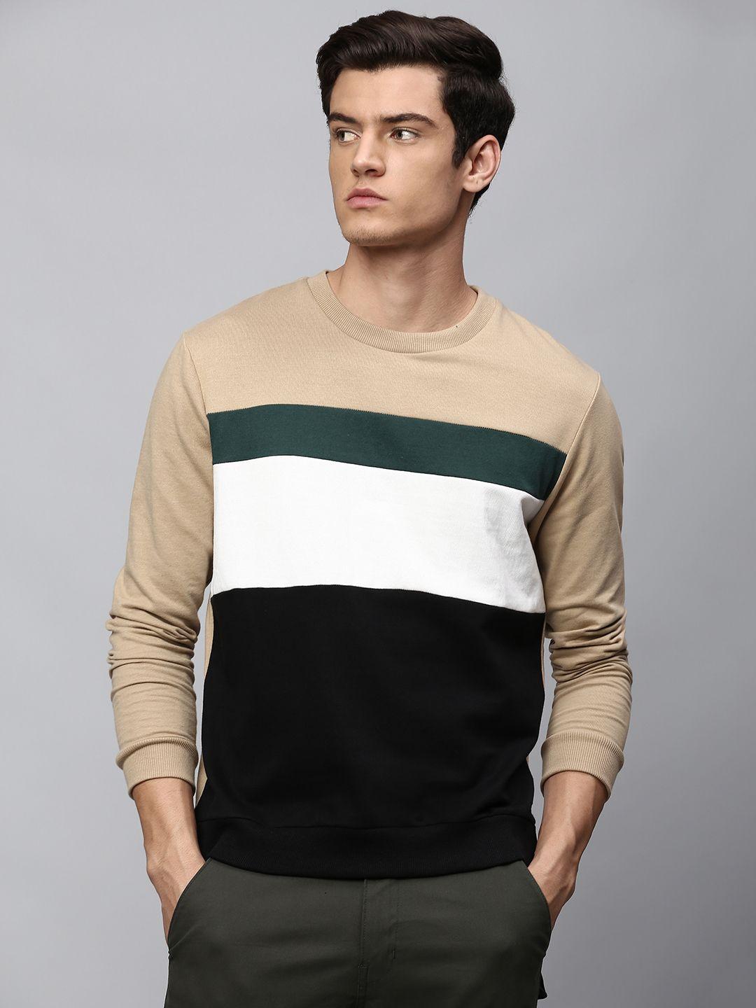dennis-lingo-men-khaki-colourblocked-sweatshirt