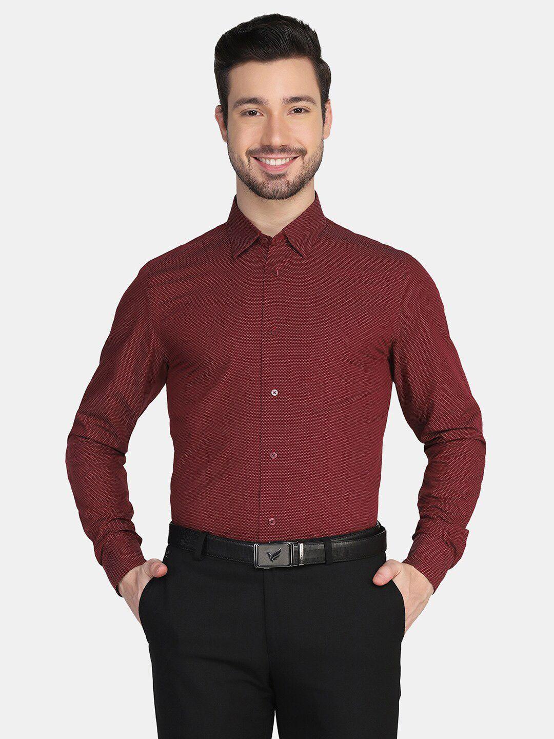 blackberrys-men-red-slim-fit-printed-pure-cotton-formal-shirt