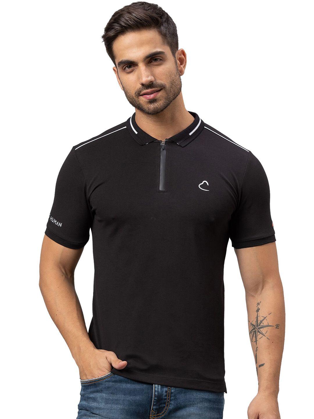 being-human-men-black-solid-polo-collar-t-shirt