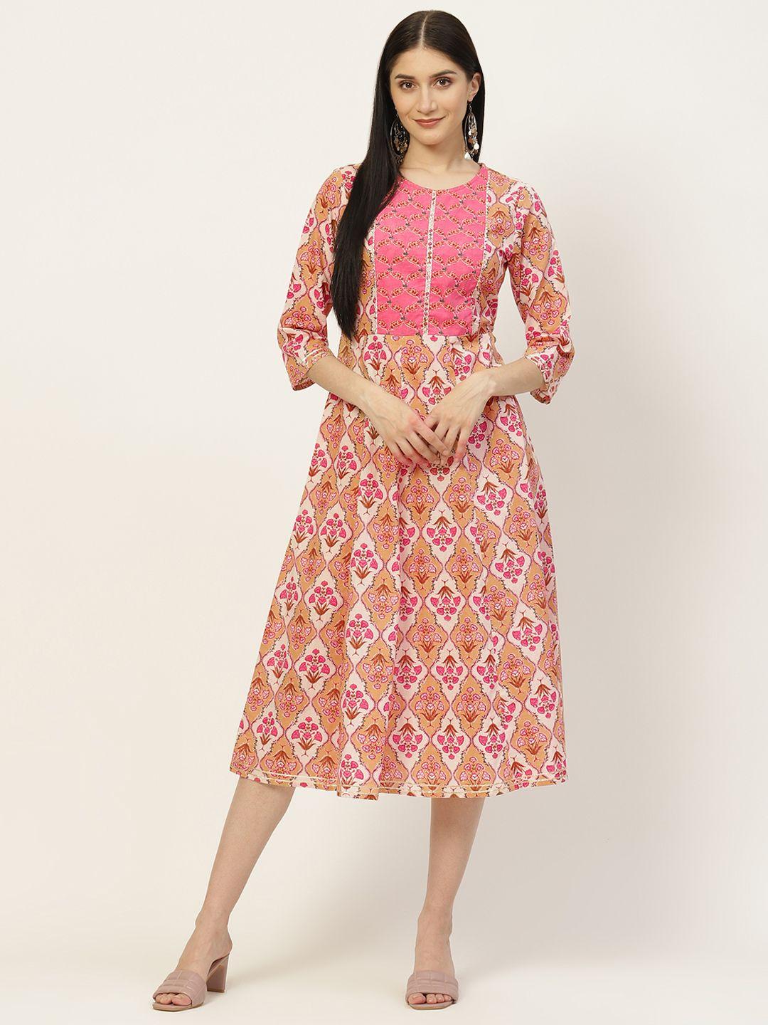 maaesa-white-&-pink-ethnic-motifs-printed-a-line-midi-dress