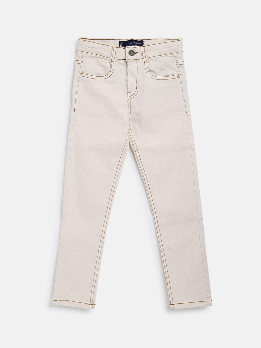 tales-&-stories-boys-cream-coloured-slim-fit-stretchable-jeans