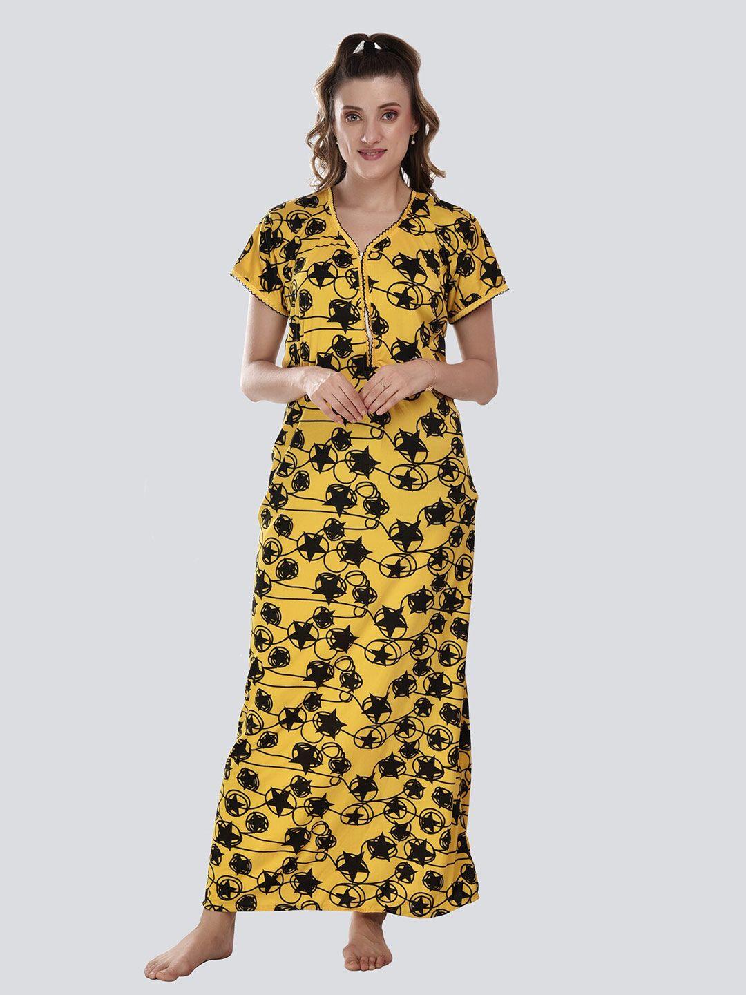 cierge-yellow-printed-nightdress