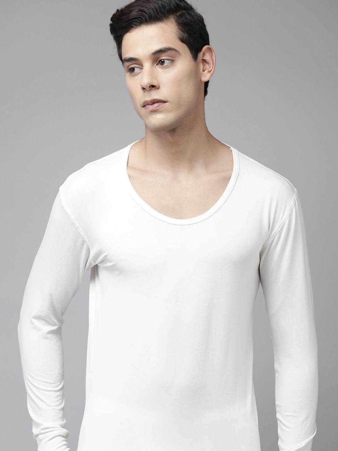 fcuk-men-white-solid-thermal-tops