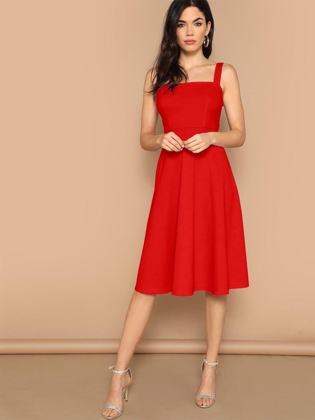 aahwan-women-red-solid-fit-&-flare-dress