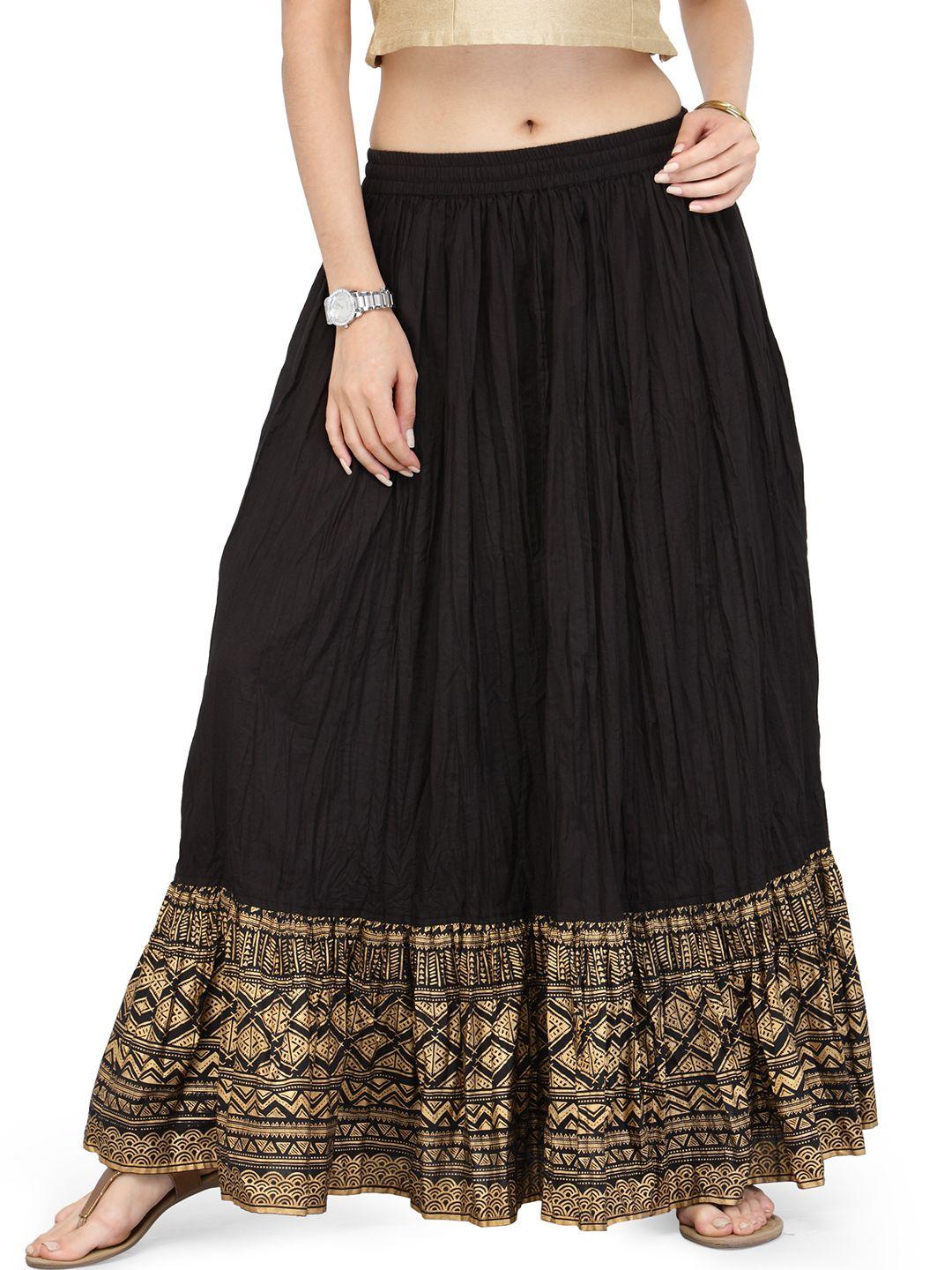 varanga-black-flared-maxi-pure-cotton-skirt-with-crinkled-effect