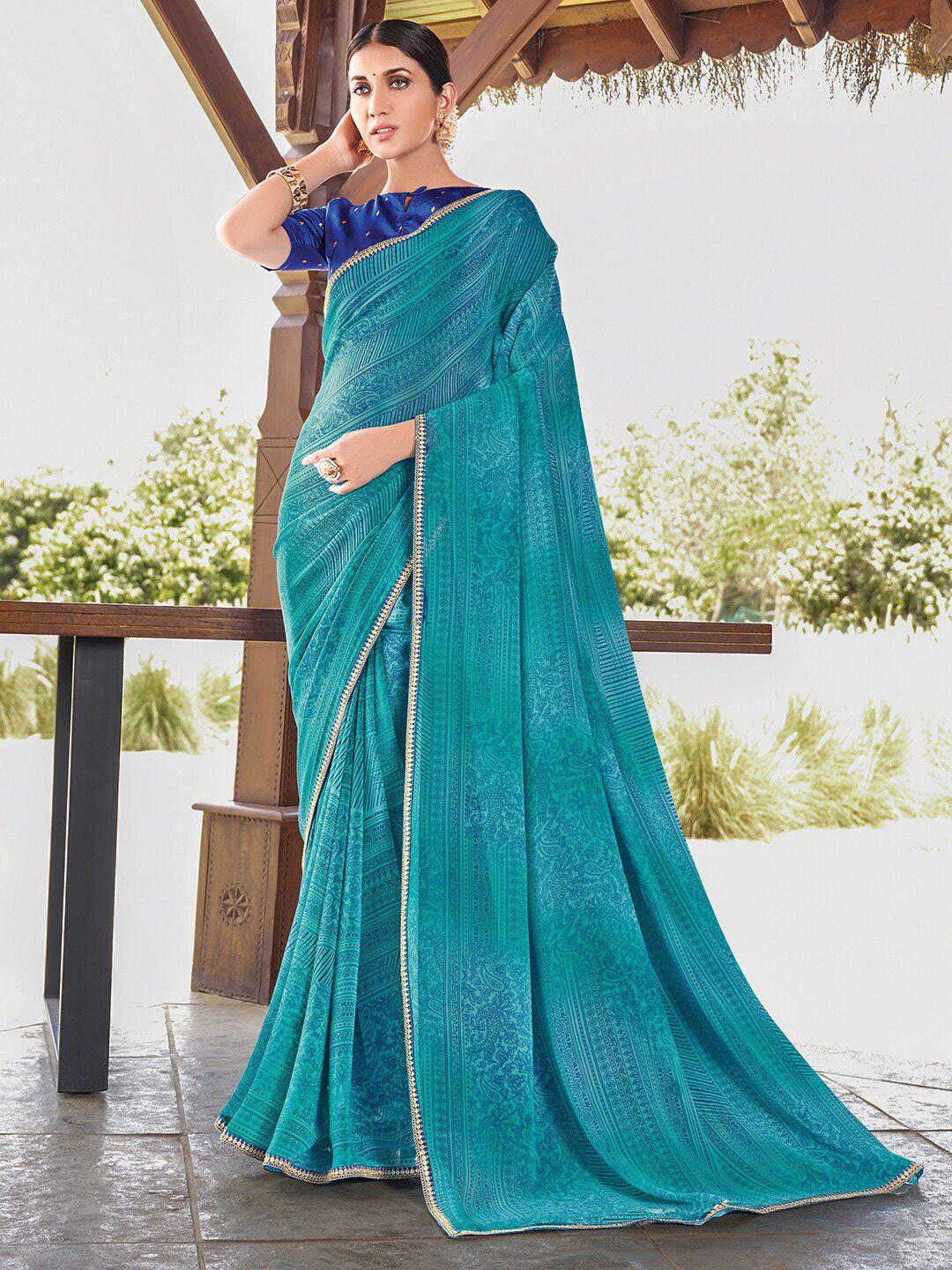 saree-mall-teal-&-gold-toned-ethnic-motifs-printed-pure-georgette-sarees