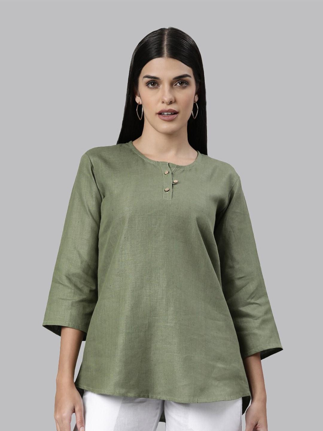 ecentric-women-olive-green-longline-top