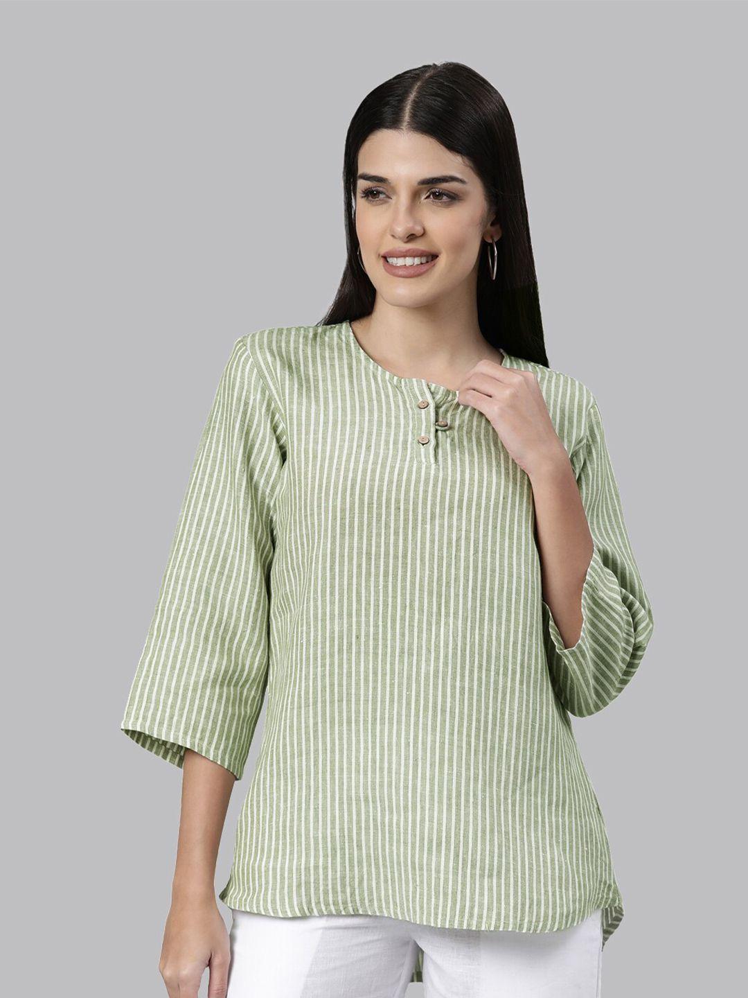 ecentric-women-olive-green-striped-top