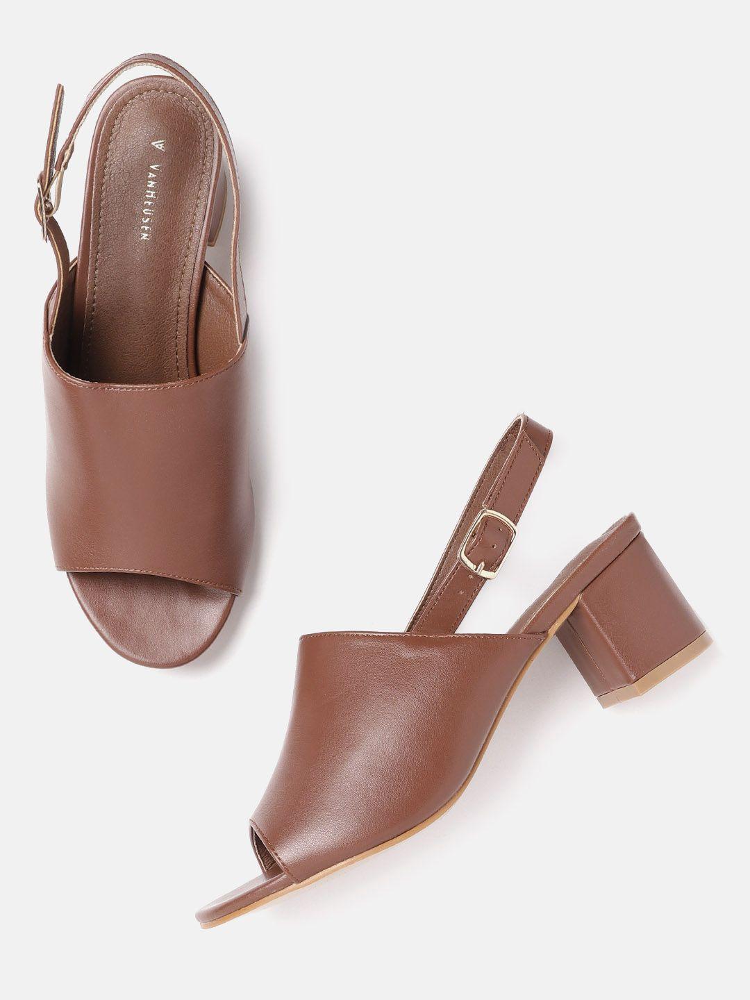 van-heusen-woman-tan-brown-solid-block-heels