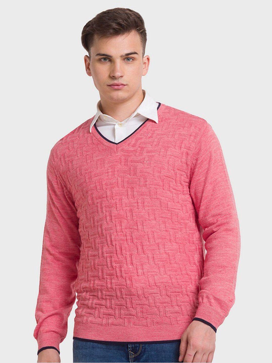 colorplus-men-red-ribbed-pullover