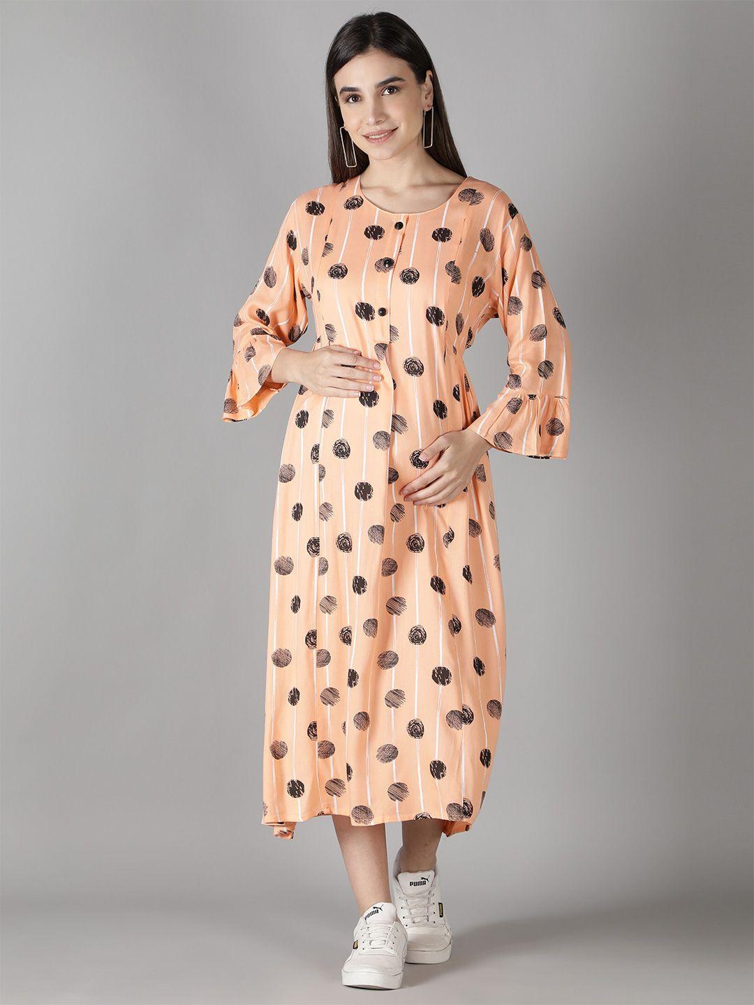 nightspree-peach-coloured-maternity-a-line-midi-dress