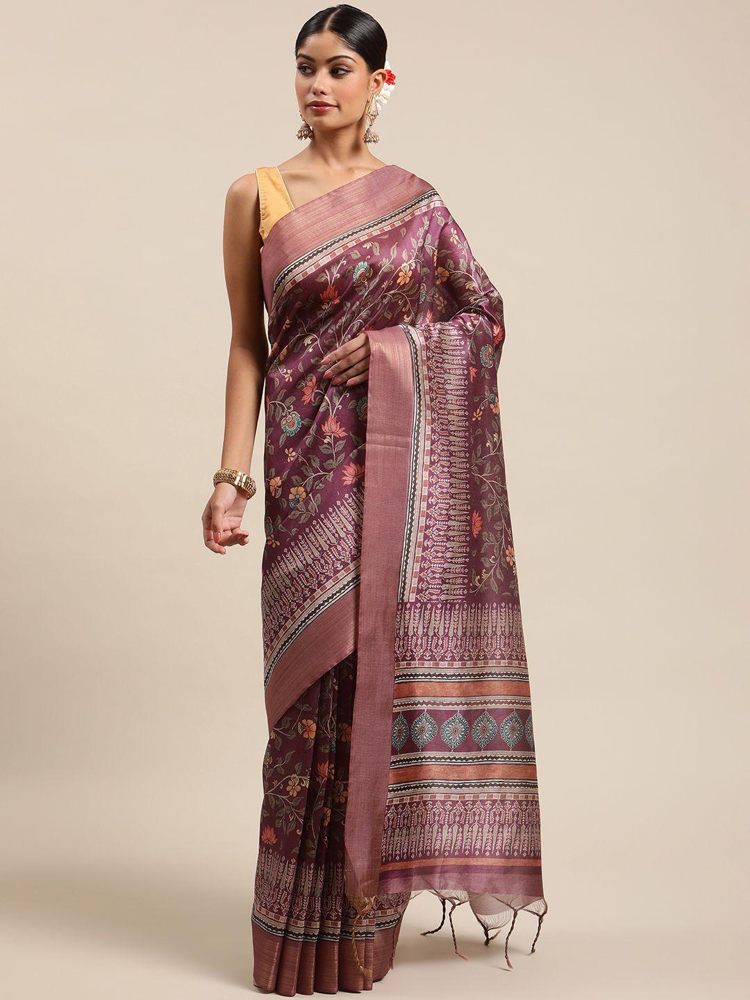 vishnu-weaves-burgundy-&-yellow-kalamkari-zari-silk-cotton-tussar-saree