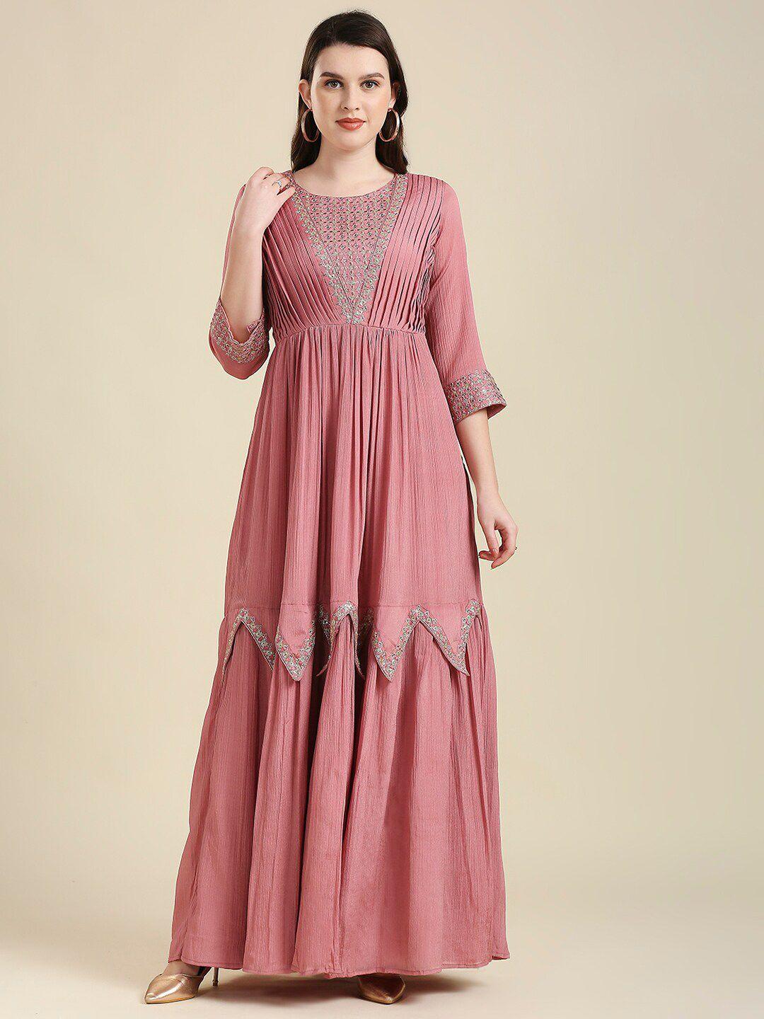 madhuram-pink-&-gold-toned-chiffon-ethnic-maxi-dress
