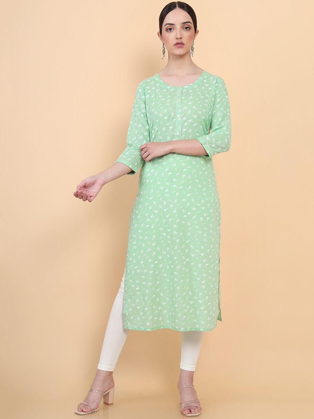 soch-women-green-geometric-flared-sleeves-thread-work-kurta