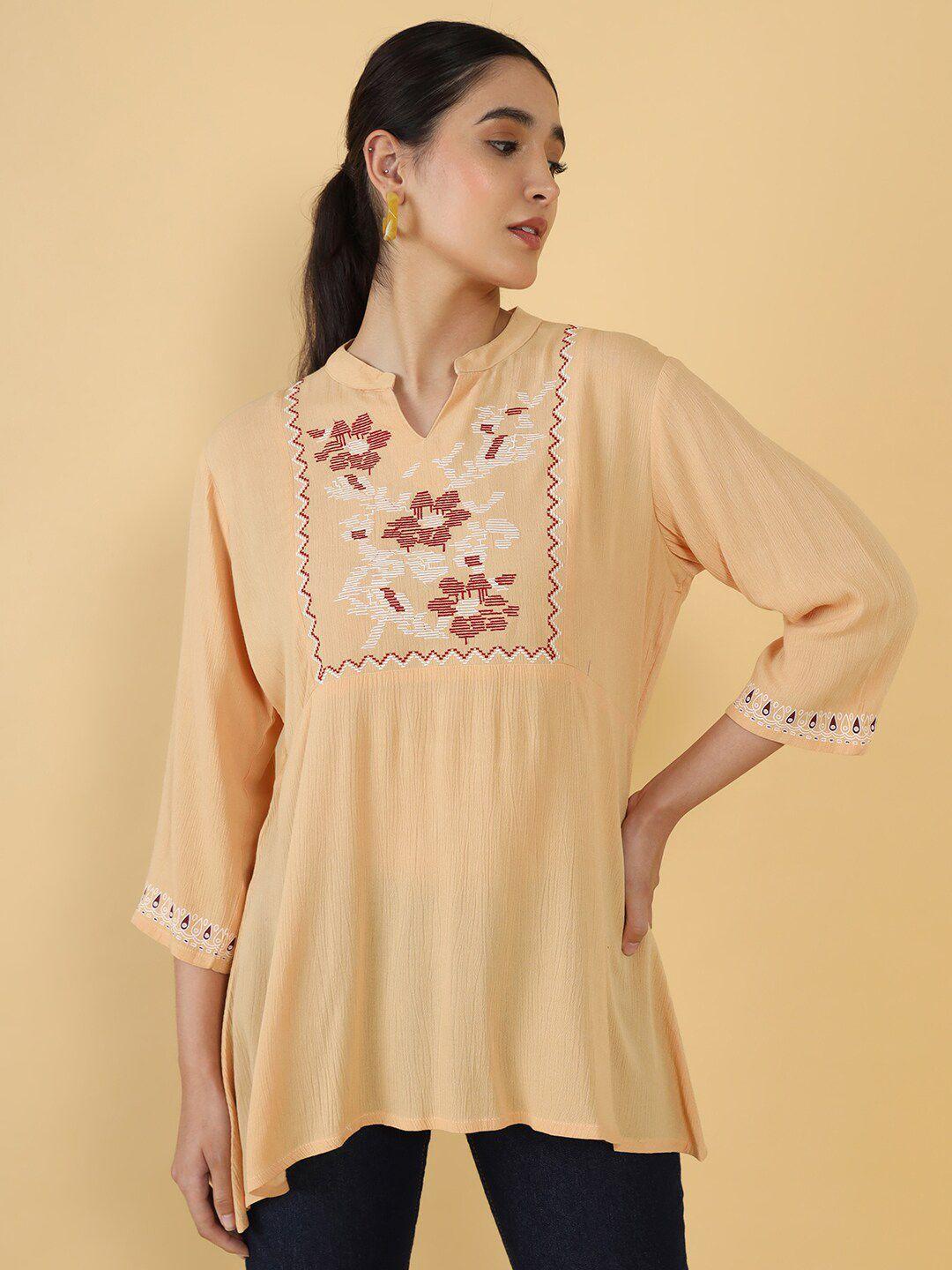 soch-beige-&-maroon-embroidered-tunic