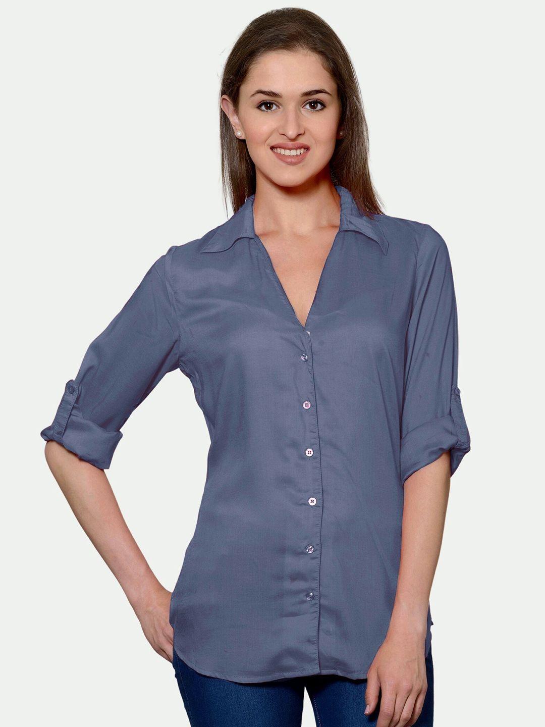 patrorna-women-grey-comfort-casual-shirt