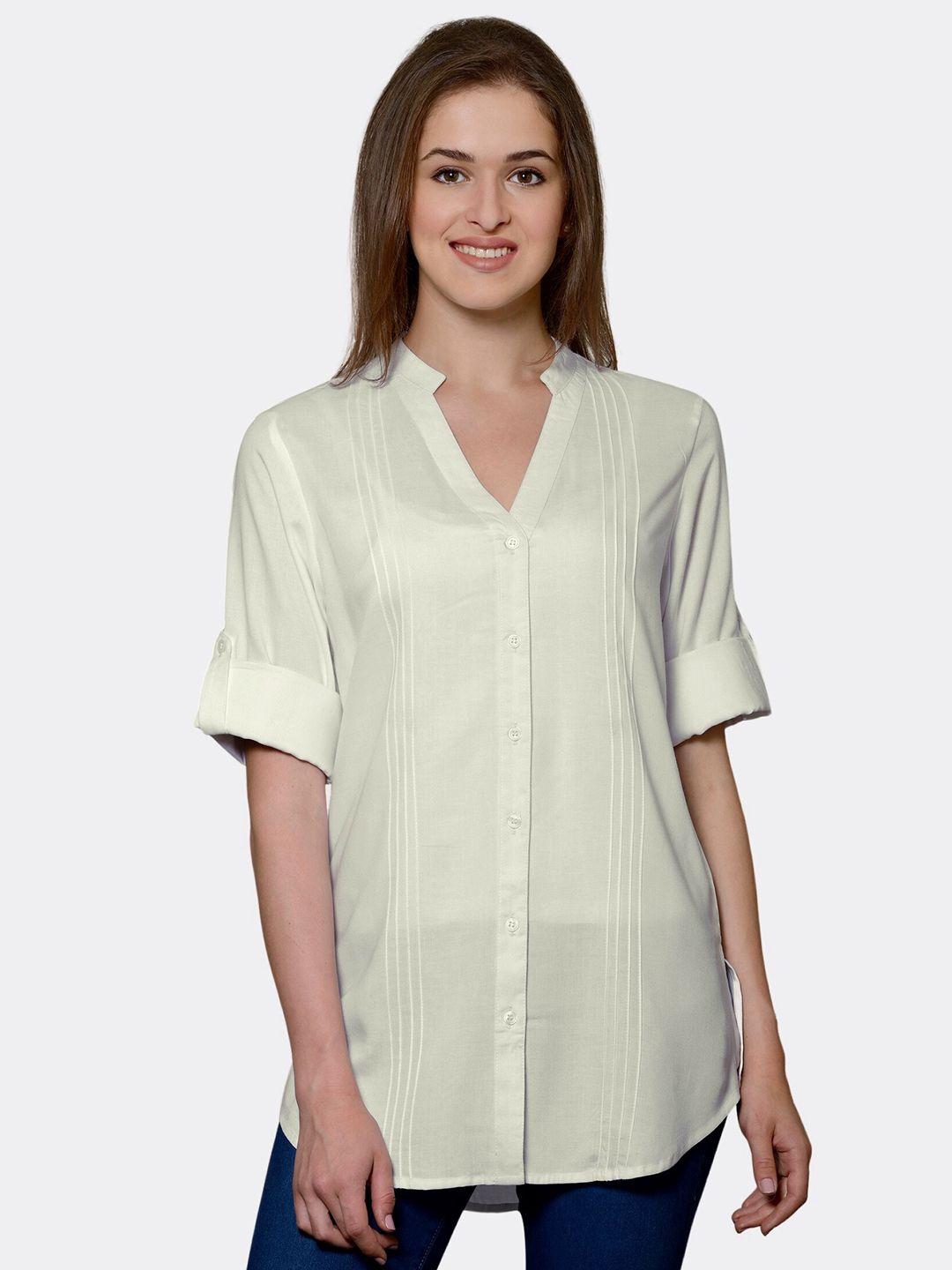 patrorna-women-off-white-comfort-casual-shirt