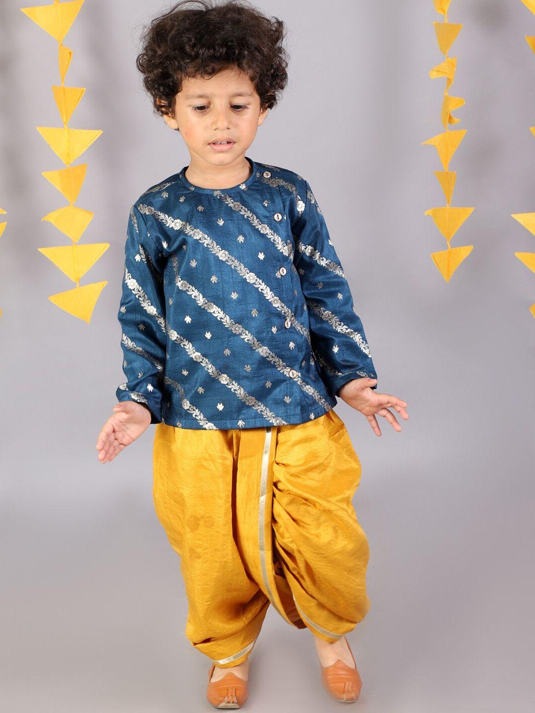 lil-drama-boys-teal-printed-kurta-with-dhoti-pants
