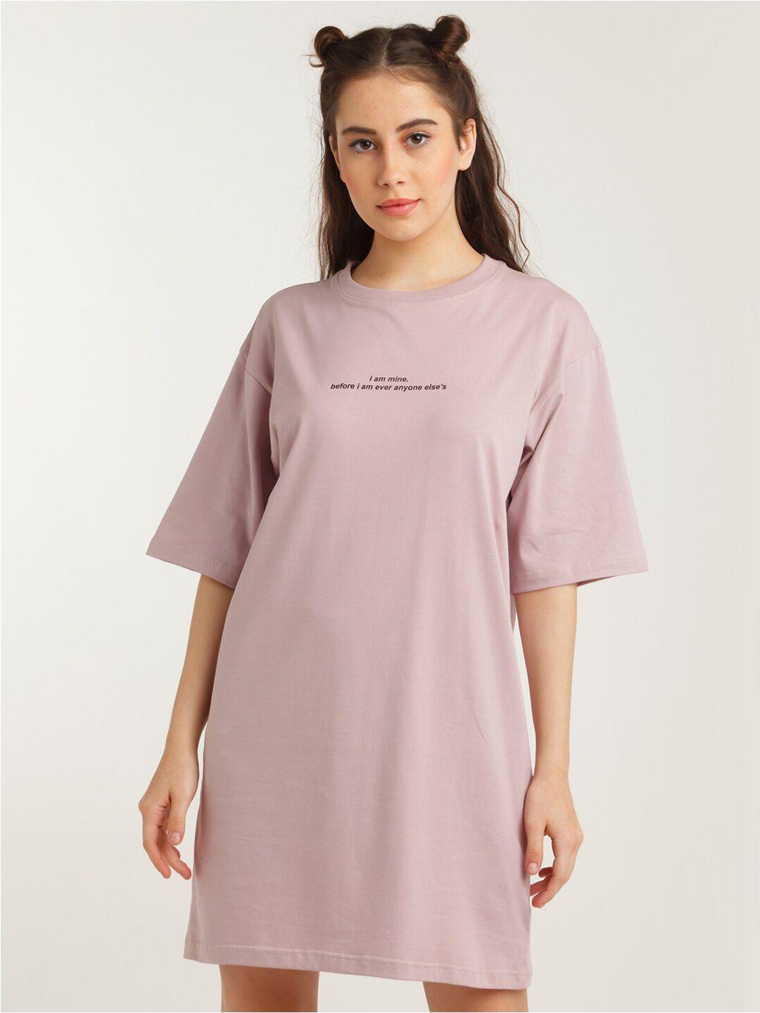 zink-z-women-mauve-solid-t-shirt-dress