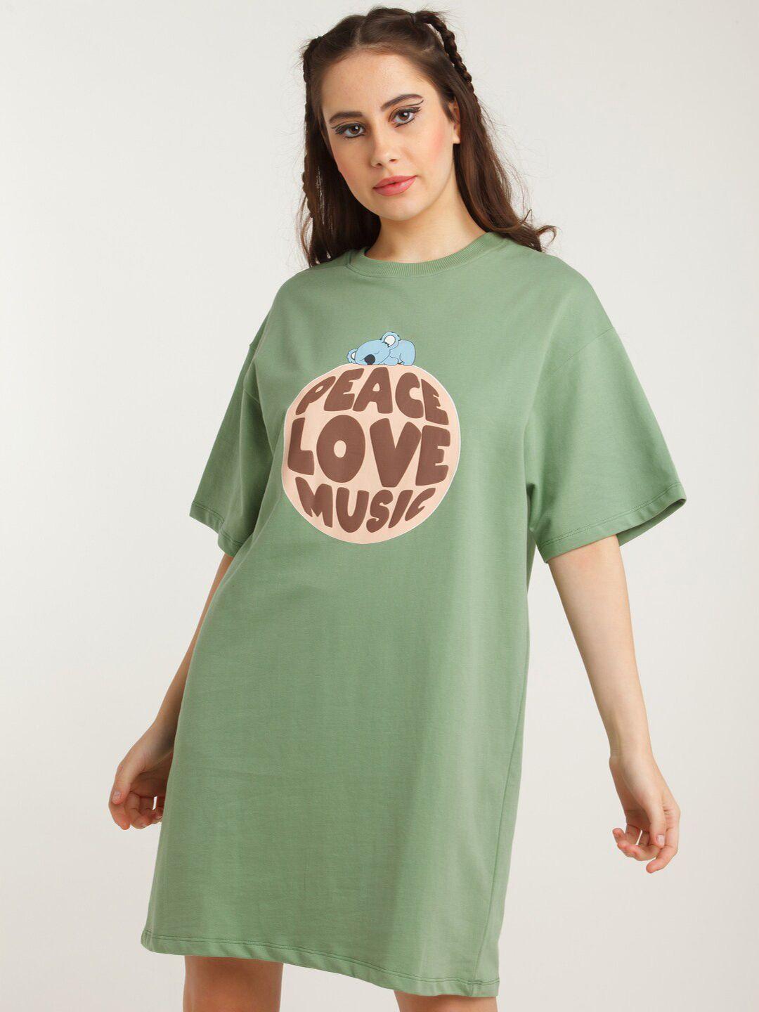 zink-z-women-green-solid-t-shirt-dress