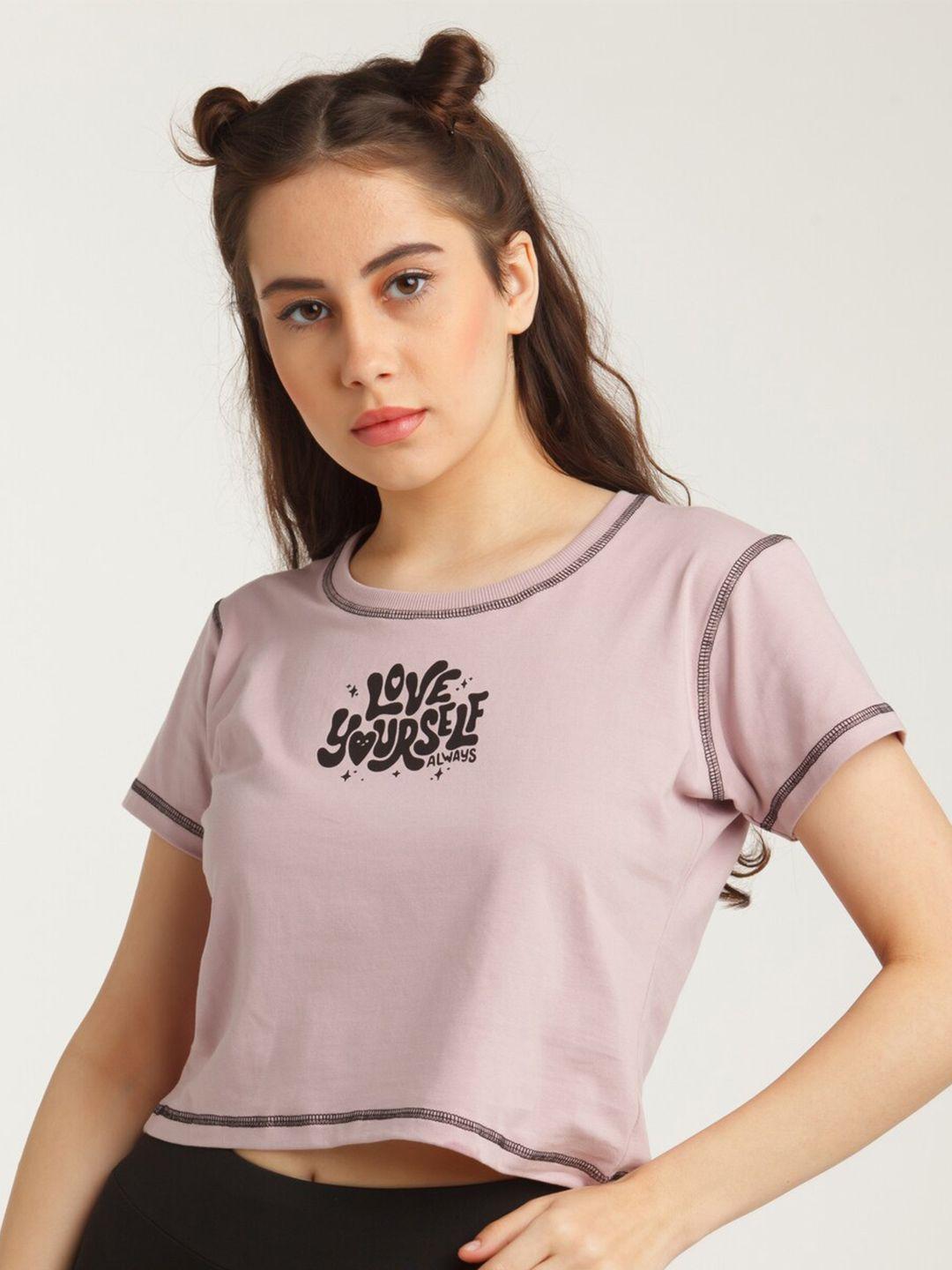 zink-z-women-mauve-typography-printed-crop-t-shirt