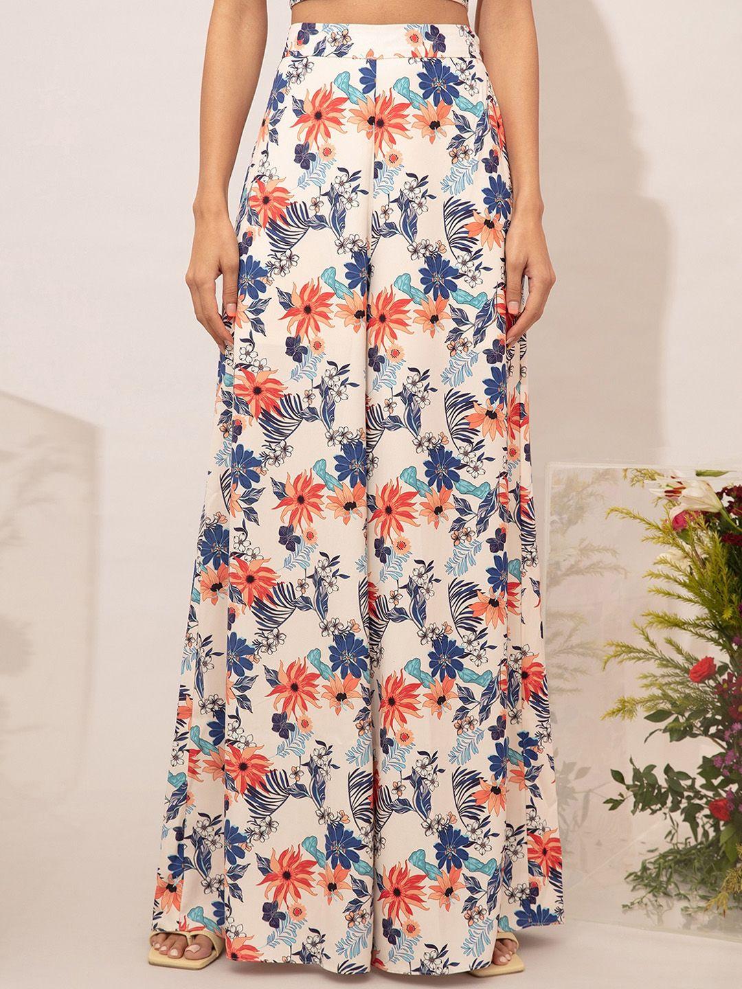 20dresses-women-off-white-floral-printed-comfort-high-rise-trousers