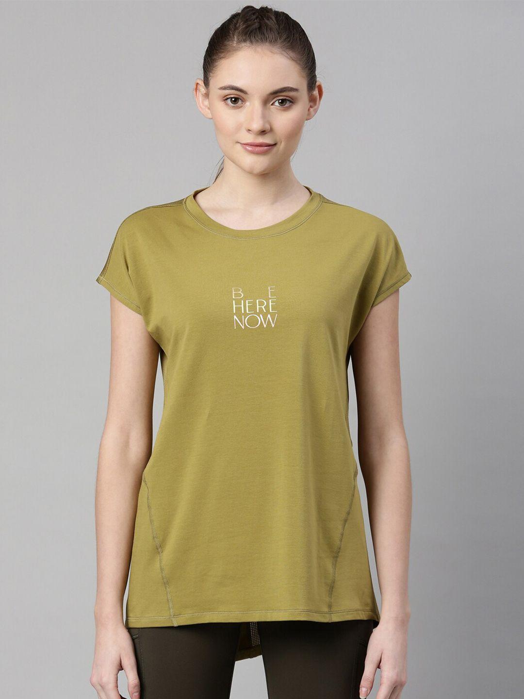 enamor-women-olive-green-extended-sleeves-antimicrobial-t-shirt