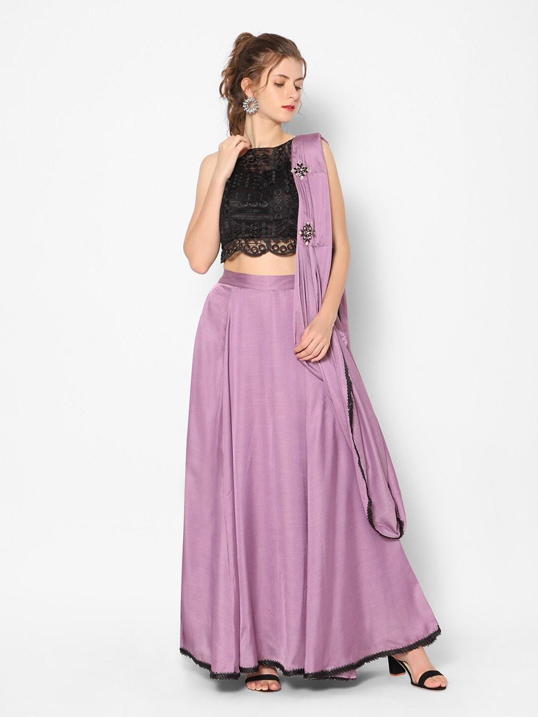 kiya-pink-&-black-embroidered-ready-to-wear-lehenga-&-blouse-with-dupatta