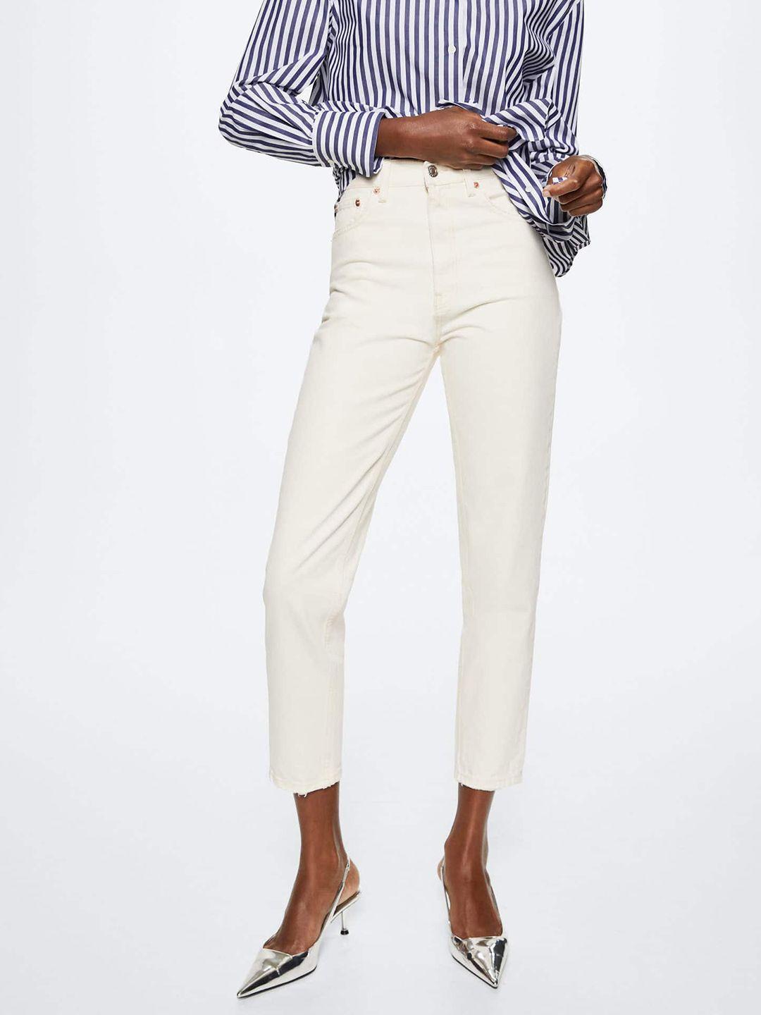 mango-women-white-pure-cotton-high-rise-stretchable-jeans